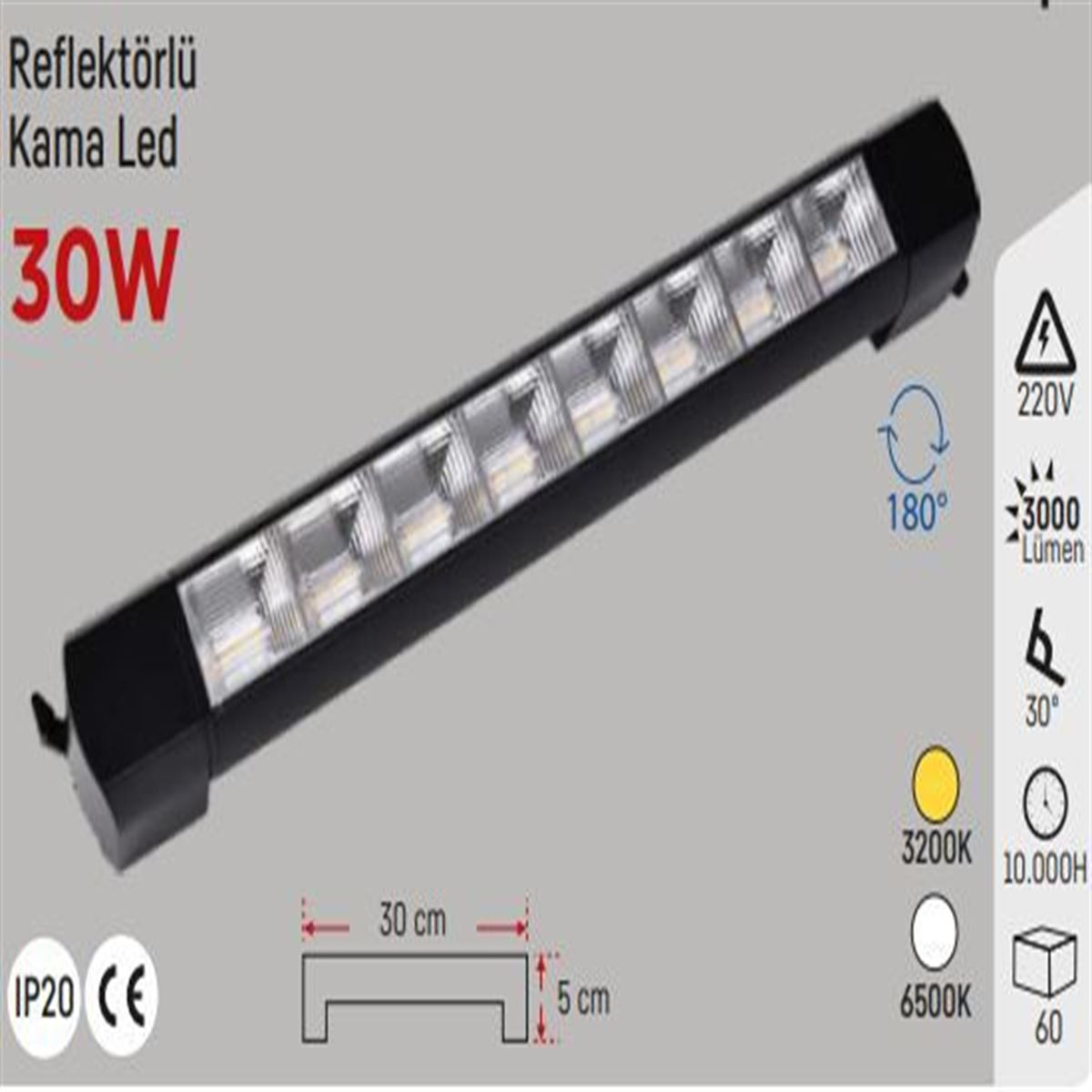 30W  KAMA LED BEYAZ KASA 3200K AL REFLEKTOR 1